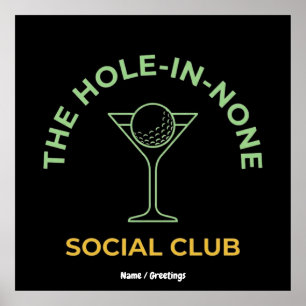 Póster Club de Golf Divertido Humor Martini de Agujero en