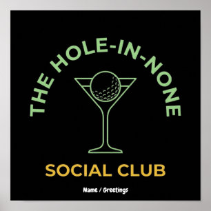 Póster Club de Golf Divertido Humor Martini de Agujero en