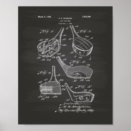 Póster Club de Golf Head 1926 Patent Art - Chalkboard