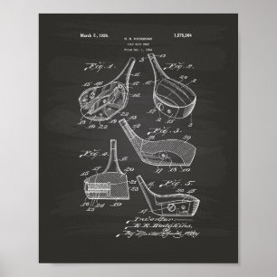 Póster Club de Golf Head 1926 Patent Art - Chalkboard