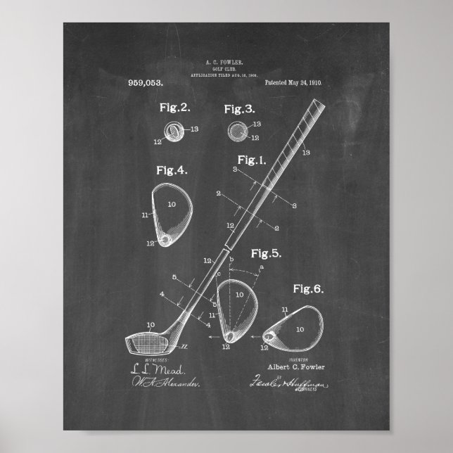 Póster Club de golf Patent - Chalkboard (Frente)