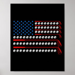 Póster Club De Golf Patriótico Bandera Estadounidense 4 D