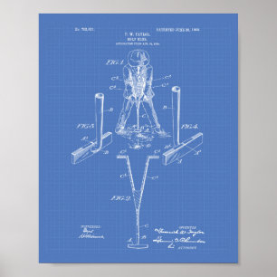 Póster Club de Golf Taylor 1905 Patent Art - Blueprint
