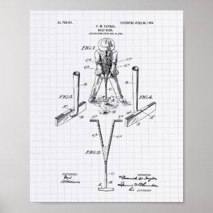 Póster Club de Golf Taylor 1905 Patent Art - Lined Peper