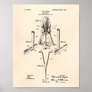 Póster Club de Golf Taylor 1905 Patent Art - Old Peper