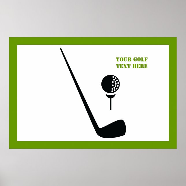 Póster Club de golf y personalizado negro y verde (Frente)