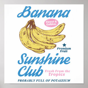 Póster Club de la Sunshine del Plátano Vintage Cocina
