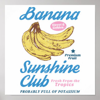 Póster Club de la Sunshine del Plátano Vintage Cocina
