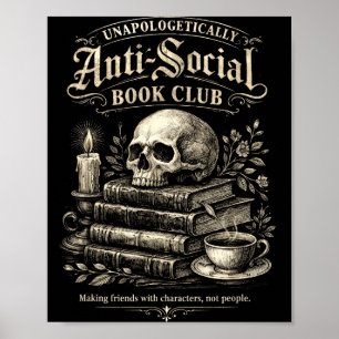 Póster Club de lectura de introvertidos gusanos de libros