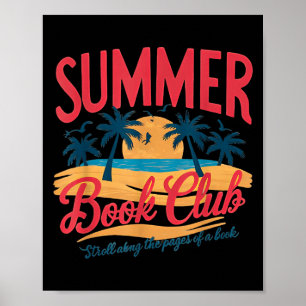 Póster Club de lectura retro de verano divertido vacacion