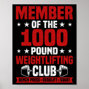 Póster Club de levantamiento de pesas de 1000 libras Entr