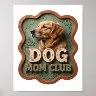 PÓSTER CLUB DE MADRES DE PERRO NARANJA VIBRANTE