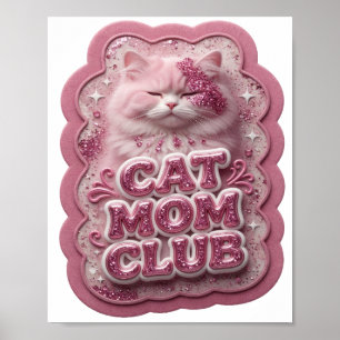 Póster CLUB DE MAMÁ DE GATO Rosa Crujiente