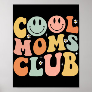 Póster Club de mamás geniales retro sonrisa de mamá cara 
