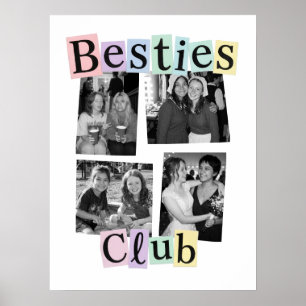 Póster Club de Mejores Amigas Collage de Cuatro Fotos