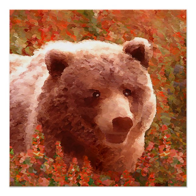 Póster Club de oso pardo en pintura de marihuana de fuego (Anverso)