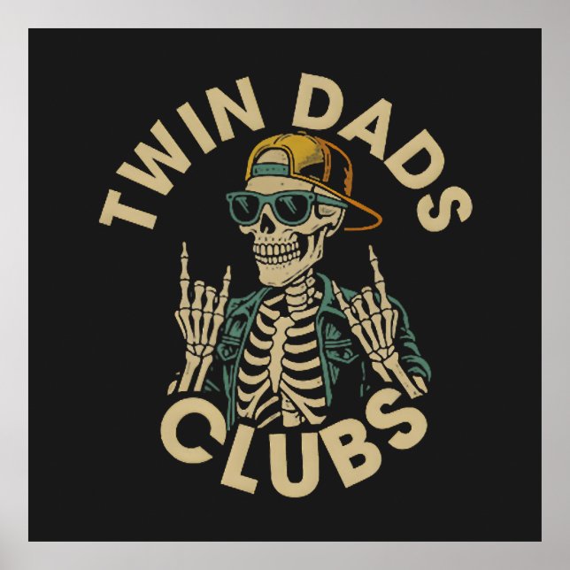 Póster Club de Papás Gemelos Esqueleto (Frente)