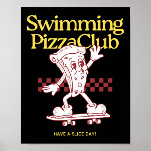 Póster Club de Patineta de Pizza de Natación Deportes Acu