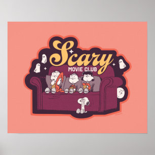 Póster Club de Películas de Terror de Peanuts en el Sofá