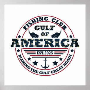 Póster Club de pesca patriótica estadounidense del Golfo