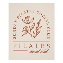 Póster Club de Pilates domingo boho floral loto estético