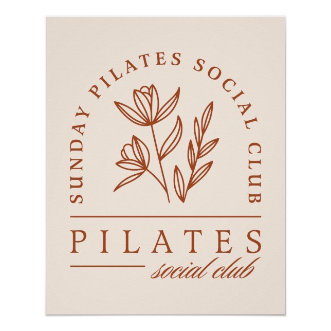 Póster Club de Pilates domingo boho floral loto estético (Anverso)