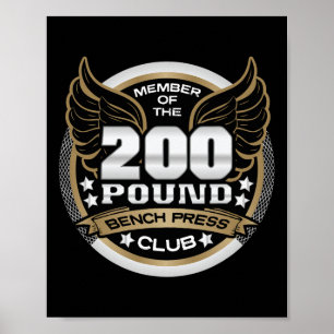 Póster Club de Press de Banca de 200 Libras para Gimnasio