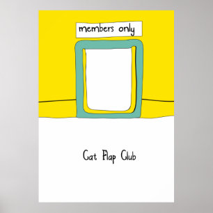 Póster Club de Puerta para Gatos Dibujo Animado