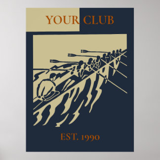 Póster Club de Remo Retro Vintage Personalizado