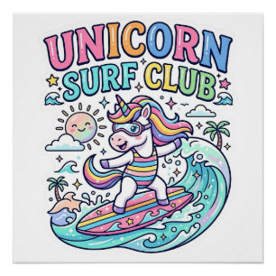 Póster Club de Surf Unicornio