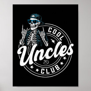 Póster Club de tíos geniales retro divertido esqueleto nu