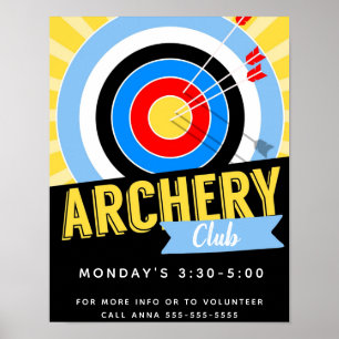 Póster club de tiro con arco, torneo de tiro con arco, cl
