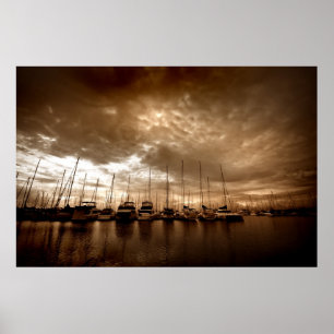Póster Club náutico Manly en dramáticos tonos de Sepia