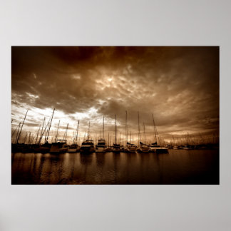 Póster Club náutico Manly en dramáticos tonos de Sepia