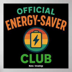 Póster Club Oficial de Ahorro de Energía Icono de Batería