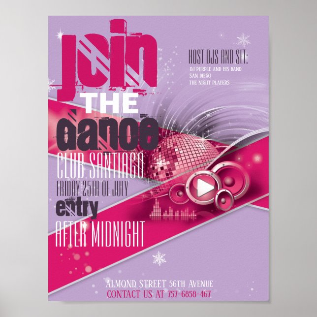 Póster Club promocional y volante de baile (Frente)