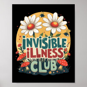 Póster Club Social Cute Invisible Illness, floral Hidden