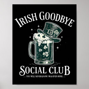 Póster club social de adiós irlandés divertido día de san