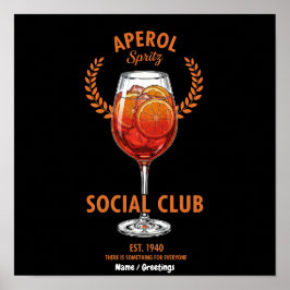 Póster Club Social de Aperol Spritz Diseño Divertido y Li