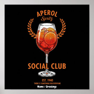 Póster Club Social de Aperol Spritz Diseño Divertido y Li