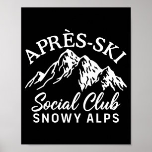 Póster club social de après ski Alpes nevadas