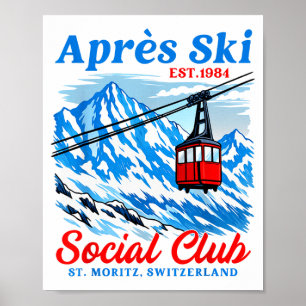 Póster club social de après ski esquiador esquí snowboard