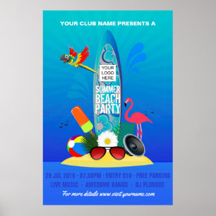 Póster Club Summer Beach Party add logo advertisement