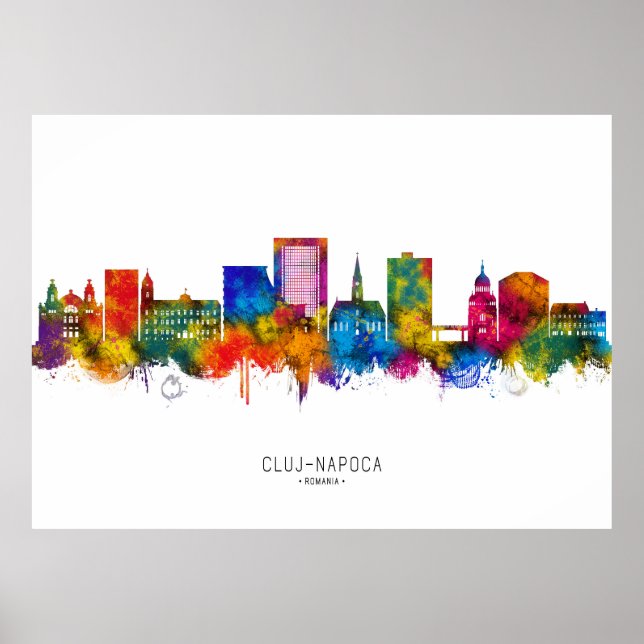 Póster Cluj-Napoca Romania Skyline (Frente)
