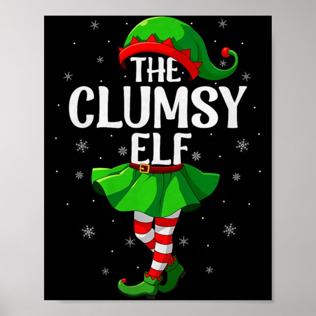 Póster Clumsy Elf Christmas Girls Women Elf Squad Xmas Fa (Frente)