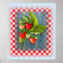 Póster Clúster de fresa botánica de cocina de campo