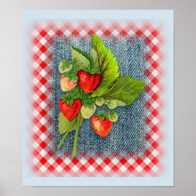 Póster Clúster de fresa botánica de cocina de campo (Frente)