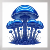 Clúster de hongos azules eléctricos