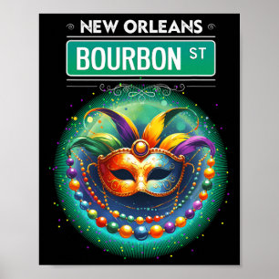 Póster Cly New Orleans Bourbon Street Guay Fun Nola Mardi