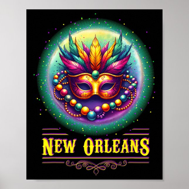 Póster Cly New Orleans Bourbon Street Guay Fun Nola Mardi (Frente)
